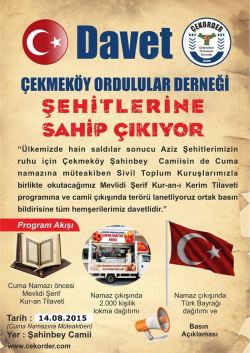 Çekmeköy Ordulular derneği 'Şehitlerine Sahip Çıkıyor'