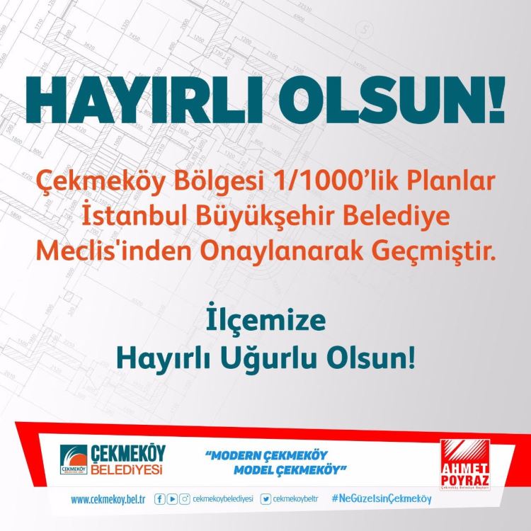 1/1000 Ölçekli Çekmeköy Uygulama İmar Planı Onaylandı