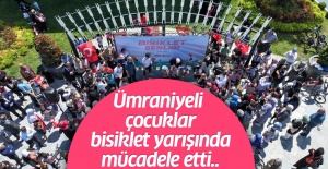 Ümraniyeli çocuklar bisiklet yarışında mücadele etti..